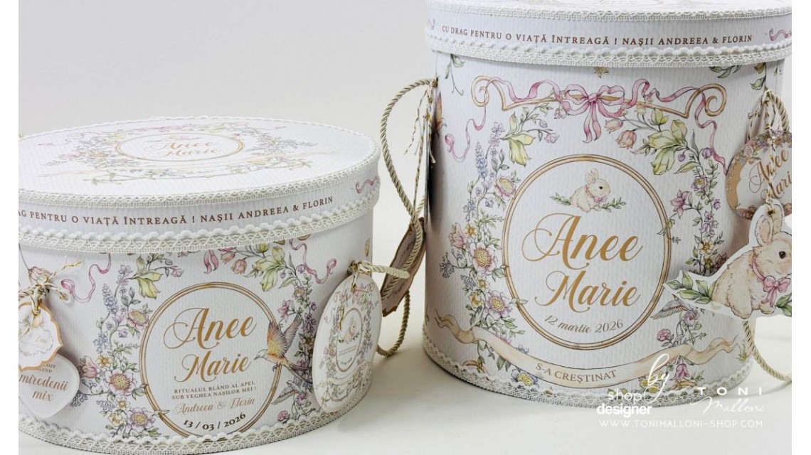 Trusou Botez Fetiță Belle Époque Floral Garden cu Iepuraș Trusou Personalizat Toni Malloni 12